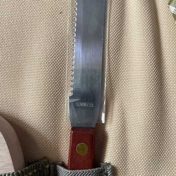 Outdoor Picnic Knife & Board Set By Waterford With Plaid Napkins & Canvas Case - Picture 5 of 9